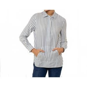 NEW THIRTEEN SEVEN trapezoid pullover in true blue stripe